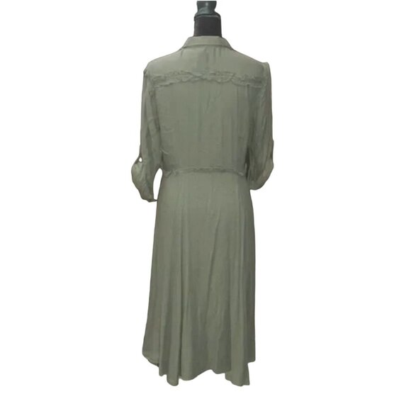 Matilda Jane Canopy Shirt Dress Women's Size Small Army Green Button Down Dress - Picture 4 of 7